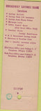 Matchbook Cover - Broadway Savings Bank New York City CREASE
