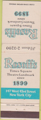Matchbook Cover - Rosoffs Times Square New York City