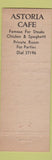Matchbook Cover - Astoria Cafe Warren OH