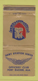 Matchbook Cover - Army Aviation Center Fort Rucker AL WORN 30 Strike