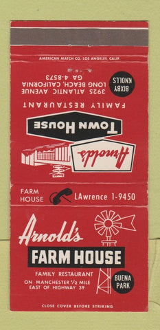 Matchbook Cover - Arnold's Farm House Long Beach CA 30 Strike