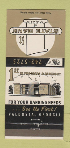 Matchbook Cover - 1st State Bank Valdosta GA 30 Strike
