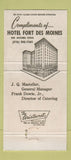 Matchbook Cover - Armstrong Rubber Hotel Fort Des Moines IA 30 Strike