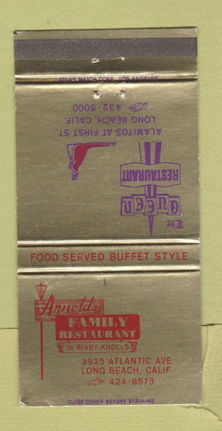 Matchbook Cover - Arnold's Family Restaurant Long Beach CA Queen 30 Strike