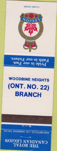 Matchbook Cover - Royal Canadian Legion - Woodbine Heights ON