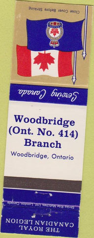 Matchbook Cover - Royal Canadian Legion - Woodbridge ON