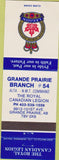 Matchbook Cover - Royal Canadian Legion - Grande Prairie AB