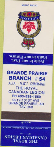 Matchbook Cover - Royal Canadian Legion - Grande Prairie AB
