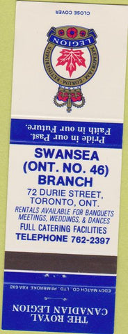 Matchbook Cover - Royal Canadian Legion - Swansea Toronto ON