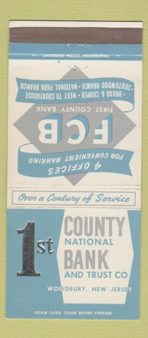 Matchbook Cover - 1st County National Bank Woodbury NJ 30 Strike