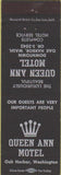 Matchbook Cover - Queen Ann Motel Oak Harbor WA