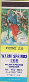 Matchbook Cover - Warm Springs Inn VA Boy Fishing