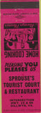 Matchbook Cover - Sprouse's Tourist Court Dillwyn VA Red