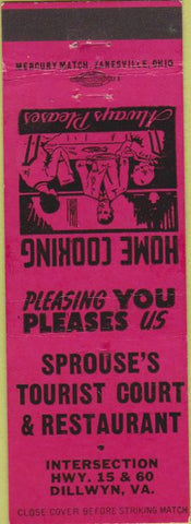 Matchbook Cover - Sprouse's Tourist Court Dillwyn VA Red