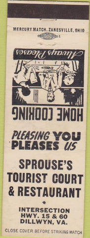 Matchbook Cover - Sprouse's Tourist Court Dillwyn VA White