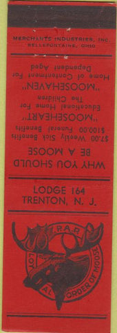 Matchbook Cover - Moose Lodge Trenton NJ Merchants