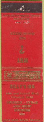 Matchbook Cover - Billy's Inn NO TOWN