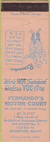 Matchbook Cover - Fernando's Motor Court Biddeford ME