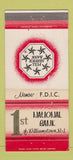Matchbook Cover - 1st National Bank Williamstown NJ WORN 30 Strike