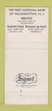 Matchbook Cover - 1st National Bank Williamstown NJ WORN 30 Strike