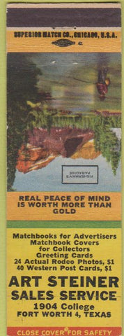 Matchbook Cover - Art Steiner Sales Fort Worth TX fishing