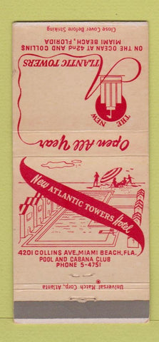 Matchbook Cover - Atlantic Towers Miami Beach FL 30 Strike