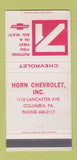 Matchbook Cover - 1971 Chevrolet Horn Columbia PA 30 Strike