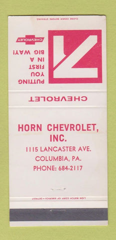 Matchbook Cover - 1971 Chevrolet Horn Columbia PA 30 Strike