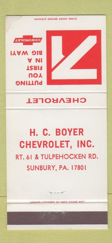 Matchbook Cover - 1971 Chevrolet HC Boyer Sunbury PA 30 Strike