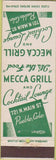 Matchbook Cover - Mecca Grill Pueblo CO
