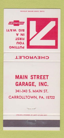 Matchbook Cover - 1971 Chevrolet Main St Garage Carrolltown PA 30 Strike
