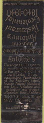Matchbook Cover - Antoine's Restaurant New Orleans LA 1940 WEAR