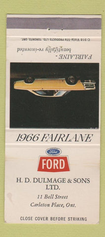 Matchbook Cover - 1966 Ford Fairlane Carleton Place ON WEAR 30 Strike
