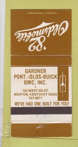 Matchbook Cover - 1982 Oldsmobile Pontiac Buick GMC Benton KY WEAR 30 Strike