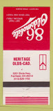 Matchbook Cover - 1986 Buick Heritage Oldsmobile Cadillac Fairfield OH 30 Strike