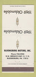 Matchbook Cover - 1969 Oldsmobile Bloomsburg PA 30 Strike
