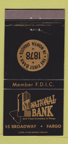 Matchbook Cover - 1st National Bank Fargo ND 30 Strike