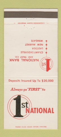 Matchbook Cover - 1st National Bank Trust Ladoga Crawfordsville IN 30 Strike