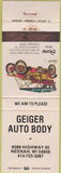 Matchbook Cover - Geiger Auto Body Neenah WI