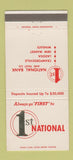 Matchbook Cover - 1st National Bank Ladoga Crowfordsville IN 30 Strike
