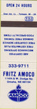 Matchbook Cover - Fritz Amoco oil gas Omaha NE