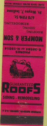 Matchbook Cover - Momper  and  Son Roofing Fort Wayne IN
