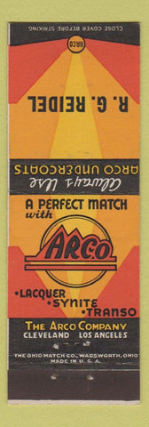 Matchbook Cover - Arco Lacquer Paint RG Reidel Cleveland OH