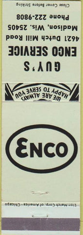 Matchbook Cover - Guy's Enco oil gas Madison WI