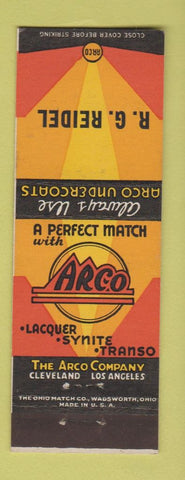 Matchbook Cover - Arco Lacquer Paint RG Reidel Cleveland OH