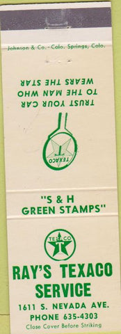 Matchbook Cover - Ray's Texaco oil gas Colorado Springs local manumark