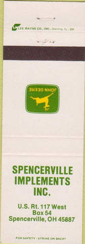 Matchbook Cover - John Deere Tractors Spencerville OH