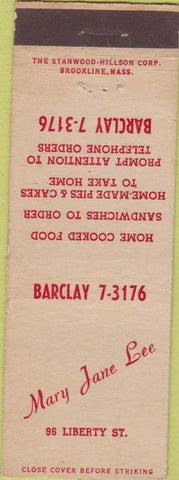 Matchbook Cover - Mary Jane Lee New York City rare manumark?