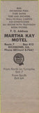 Matchbook Cover - Martha Kay Motel Richmond VA