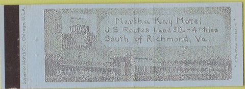 Matchbook Cover - Martha Kay Motel Richmond VA